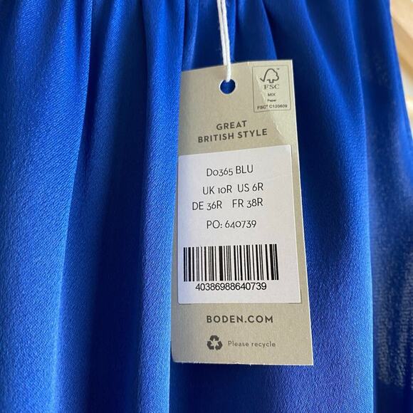 NWT Boden Bias Cut Midi Dress Size 6 Sea Blue Satin Sleeveless - Picture 14 of 16